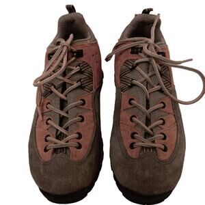 EUC Treksta Pink and Gray Lace Up Suede Hiking Walking Shoes Size 6 1/2